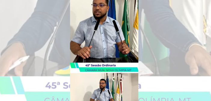 Corte da fala na tribuna do Vereador e Primeiro-Secretário Luiz Henrique, durante a 45° Sessão Ordinária da Câmara Municipal de Nova Olimpia-MT